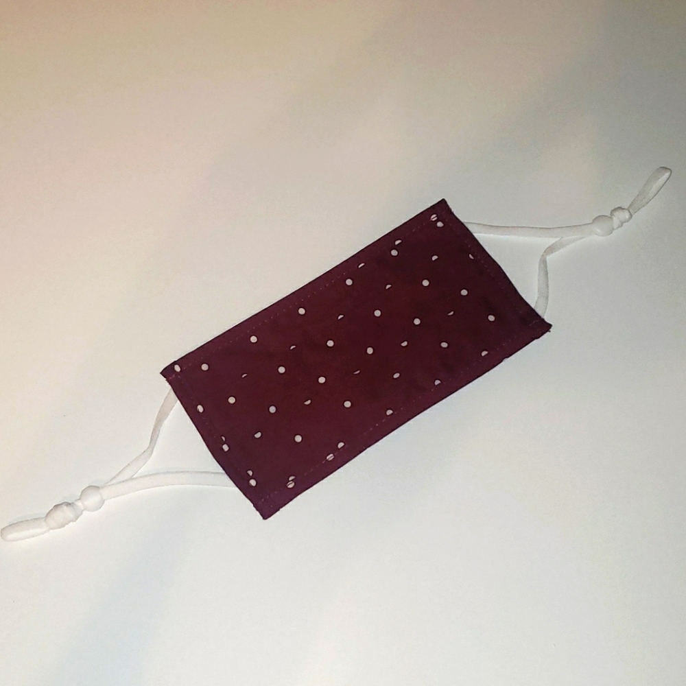 3/$10 Polka dot mask maroon women's